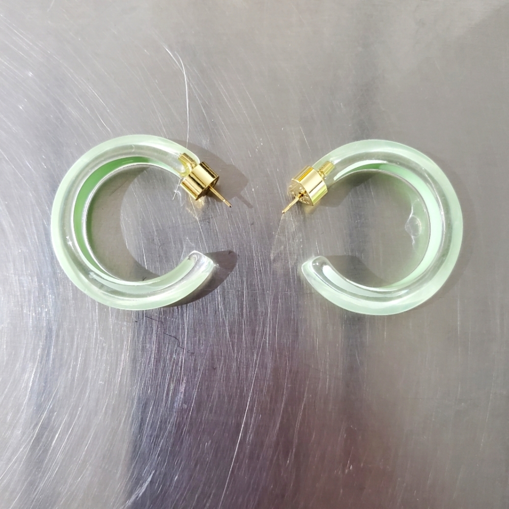 NEW Alison Lou Small Jelly Hoops - Light Green